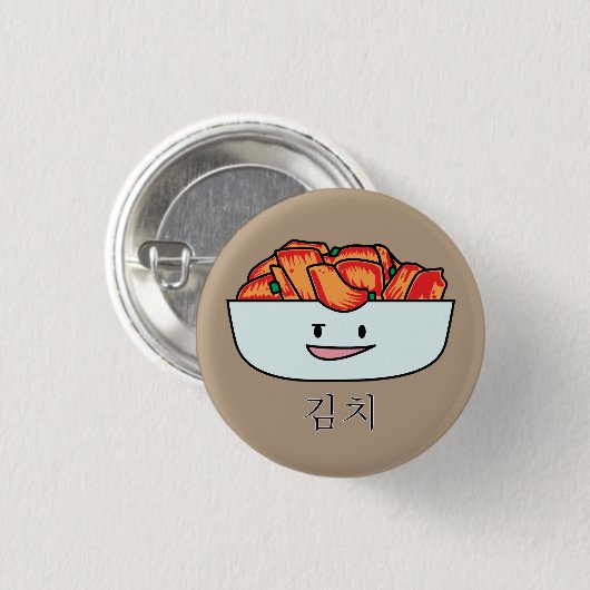 Happy Kimchi Kimchee Bowl - Happy Foods Design Ronde Button 3,2 Cm (Voorkant /achterkant)