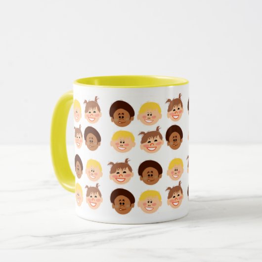 Happy Kinder Cute Retro-stijl Mok (Voorkant links)