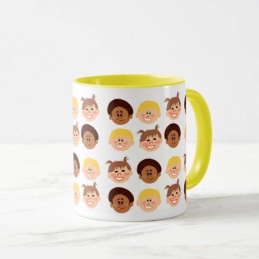 Happy  Kinder Cute Retro-stijl Mok (Voorkant rechts)