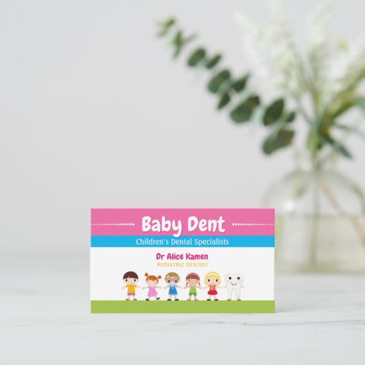 Happy Kinder en Tooth | Pediatrische tandarts Visitekaartje (Staand voorkant)