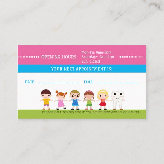 Happy Kinder en Tooth | Pediatrische tandarts Visitekaartje (Achterkant)