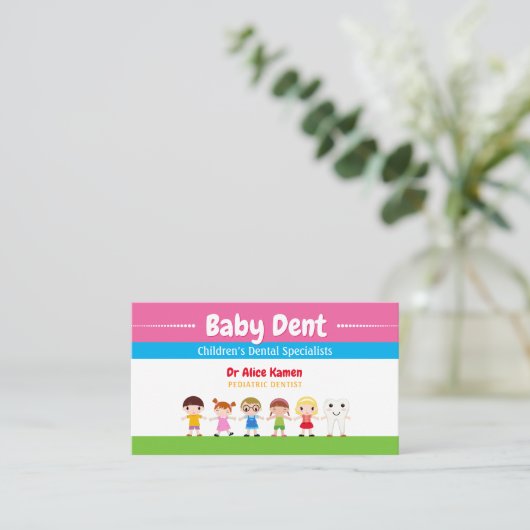 Happy Kinder en Tooth | Pediatrische tandarts Visitekaartje (Staand voorkant)