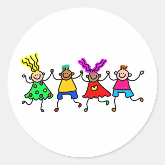 Happy Kinder Ronde Sticker (Voorkant)