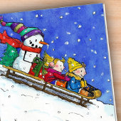 Happy kinder sledging wenskaart feestdagen kaart