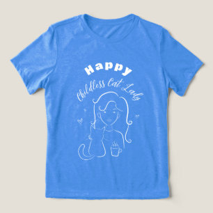 Happy Kinderloze Cat Lady Line Art T-shirt