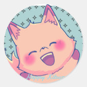 Happy Kitsune Ronde Sticker (Voorkant)