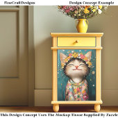 Happy Kitten Cat, Bloemkroon, Roze CQ8 Decoupage Tissuepapier