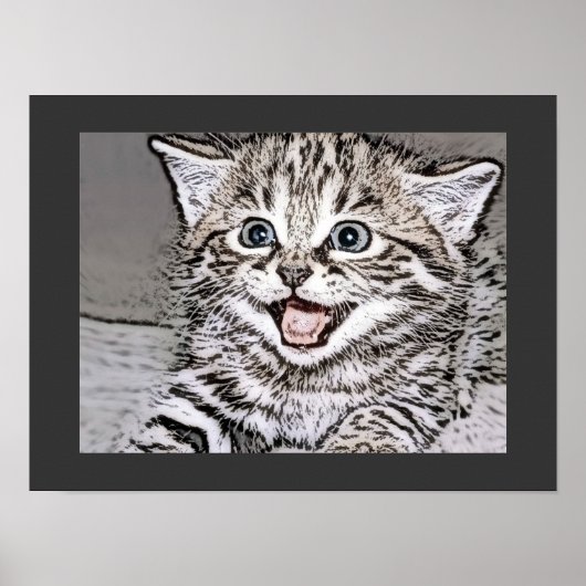 Happy Kitten Photocopy Effecten Poster (Voorkant)