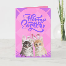 Happy Kittens Easter Bunny Custom Kaart