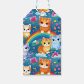 Happy Kitty Cats op regenboogwolken Cadeaulabel (Voorkant)