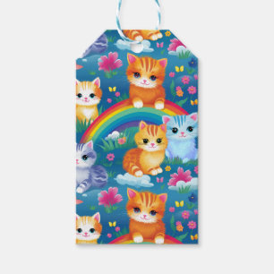 Happy Kitty Cats op regenboogwolken Cadeaulabel