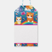 Happy Kitty Cats op regenboogwolken Cadeaulabel (Achterkant)