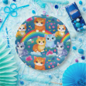 Happy Kitty Cats op regenboogwolken Papieren Bordje (Feest)