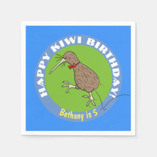 Happy kiwi-cartoon vogel met stropdas servet