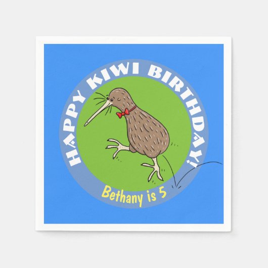 Happy kiwi-cartoon vogel met stropdas servet (Voorkant)