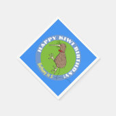 Happy kiwi-cartoon vogel met stropdas servet (Hoek)