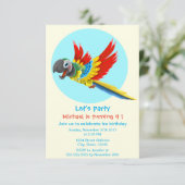 Happy kleurrijke papegaai cartoon kinderen verjaar kaart (Staand voorkant)