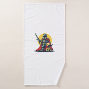 Happy Knight met hond voor grappige volwassenen en Badhanddoek