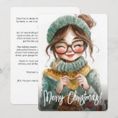 Happy Knitter Gezellige Winter Crafting Xmas Feestdagenkaart (Voorkant / Achterkant)