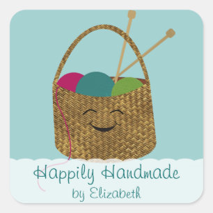 Happy Knitter's mandje persoonlijke stickers
