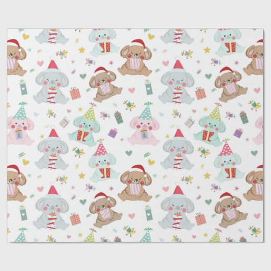 Happy Koala Beer kerstpatronen Cadeaupapier (Vlak)