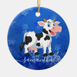 Happy Koe Blue Ceramic Ornament