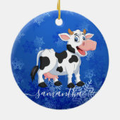 Happy Koe Blue Ceramic Ornament (Achterkant)