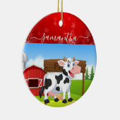 Happy Koe kerstkeramisch Ornament (Rechts)