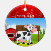 Happy Koe kerstkeramisch Ornament (Achterkant)