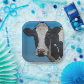 Happy Koe-portret Papieren Bordje (Feest)