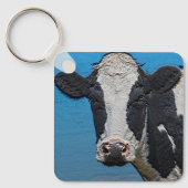 Happy Koe-portret Sleutelhanger (Voorkant)