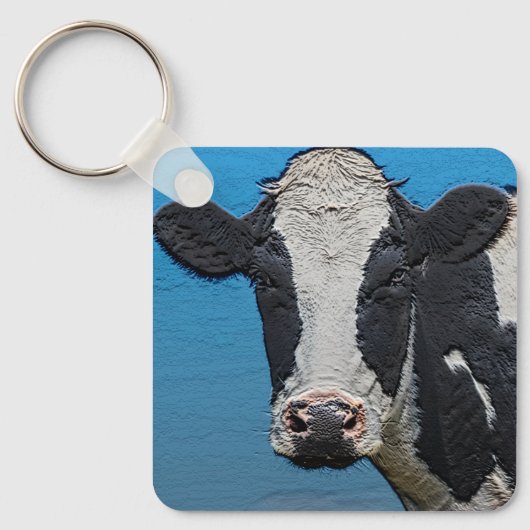 Happy Koe-portret Sleutelhanger (Voorkant)