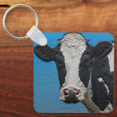 Happy Koe-portret Sleutelhanger (Voorkant)