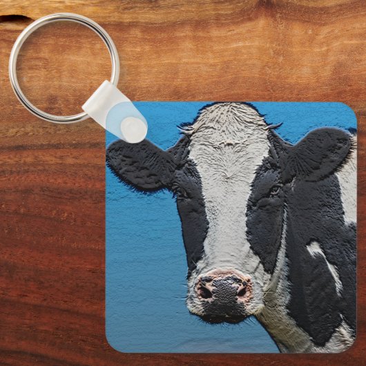 Happy Koe-portret Sleutelhanger (Voorkant)