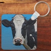 Happy Koe-portret Sleutelhanger (Achterkant)