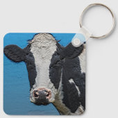 Happy Koe-portret Sleutelhanger (Achterkant)