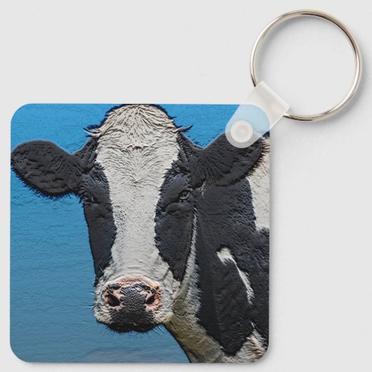 Happy Koe-portret Sleutelhanger (Achterkant)