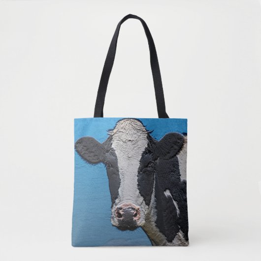 Happy Koe-portret Tote Bag (Voorkant)