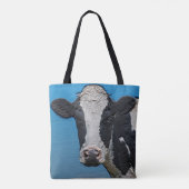 Happy Koe-portret Tote Bag (Achterkant)