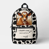 Happy Koe Quote Cowgirl Bedrukte Rugzak (Voorkant)