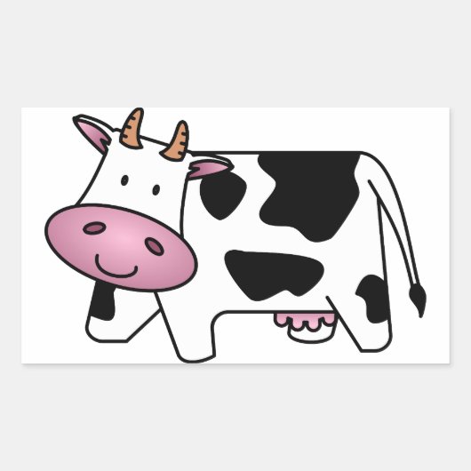 Happy Koe Rechthoekige Sticker (Voorkant)
