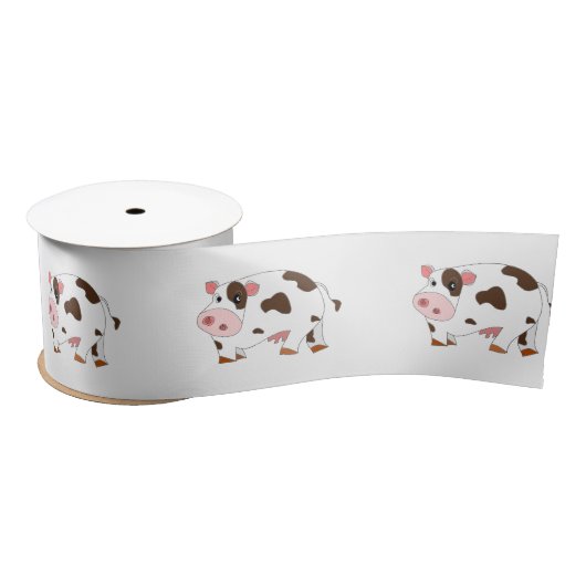 Happy Koe Satin Ribbon Cartoon Satijnen Lint (Spoel)