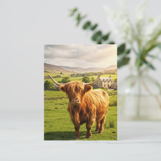 Happy Koe Waterverf Briefkaart (Staand voorkant)