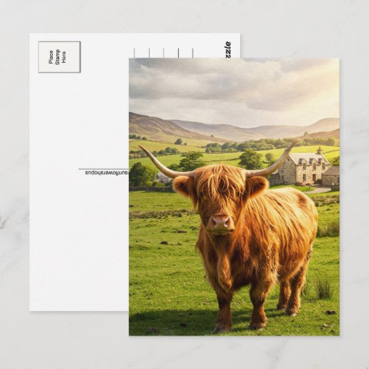 Happy Koe Waterverf Briefkaart (Voorkant / Achterkant)