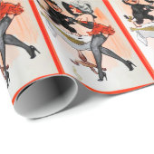 Happy Krampus met Temptress Vintage Kerstmis Cadeaupapier (Rol Hoek)