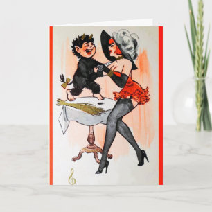 Happy Krampus met Temptress Vintage Kerstmis Feestdagen Kaart