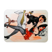 Happy Krampus met Temptress Vintage Kerstmis Magneet (Horizontaal)