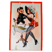 Happy Krampus met Temptress Vintage Kerstmis Medium Cadeauzakje (Achterkant)