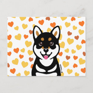 Happy Kuro Shiba Briefkaart Hearts