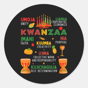 Happy Kwanzaa 7 Principes van Kwanzaa Vrouwen Mann Ronde Sticker